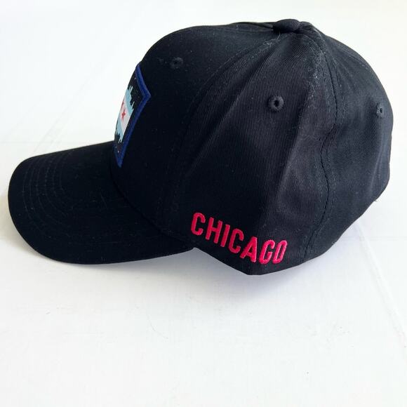 New DK Chicago Flag Skyline Patch Hat Cap Embroidered Hook Loop Black - Picture 2 of 6